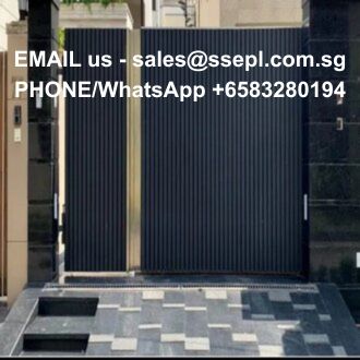 Gate to a building with black vertical bars; overlayed contact info for sales inquiries: EMAIL us – sales@ssepl.com.sg and PHONE/WhatsApp +65 83280194.