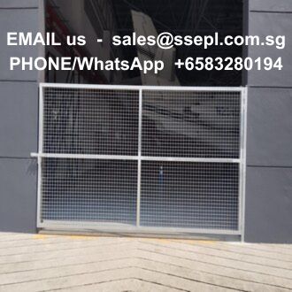 Grilled window on a dark wall with white text overlay showing contact info: Email sales@ssepl.com.sg, Phone/WhatsApp +65 83280194.
